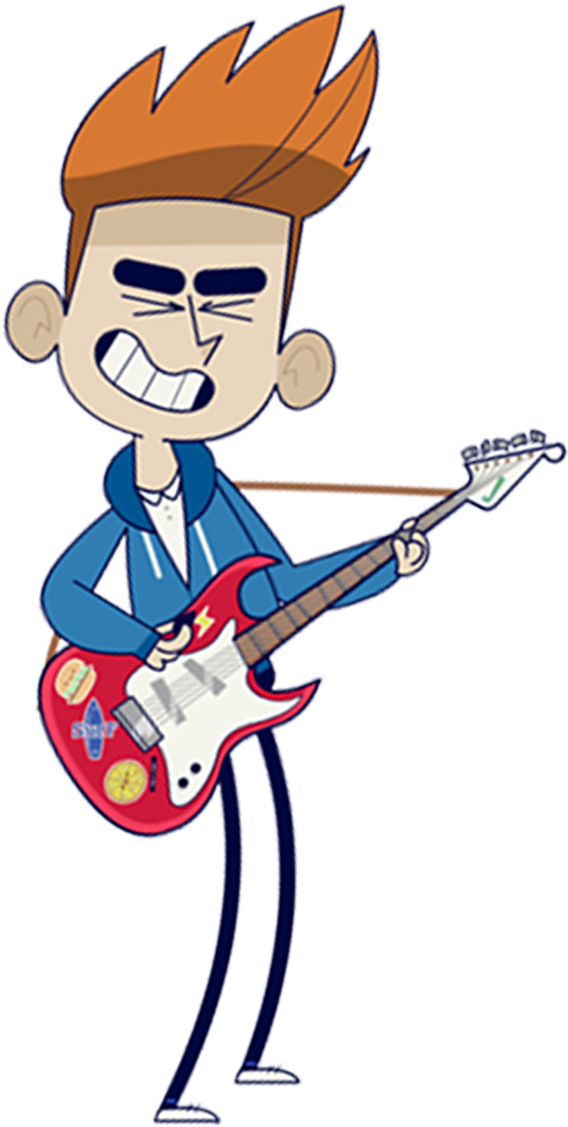 A Boy Playing Electric Guitar With His Eyes Closed - Cartoon (1280x1280), Png Download