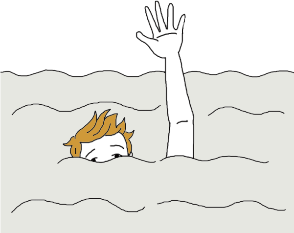 Swimming In The Sea In Dreams - Drowning In Water Cartoon (600x600), Png Download