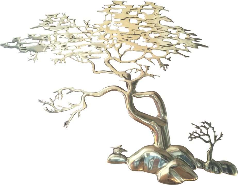 Bijan Brass Bonsai Tree Wall Sculpture- Sold Sold Sold - Illustration (1024x795), Png Download