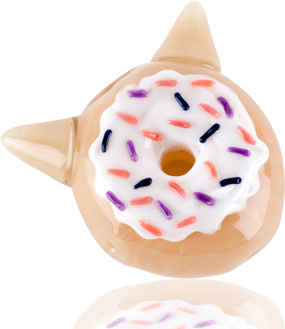 Kitty Cat Glazed Donut Glass Hand Pipe - Doughnut (800x800), Png Download