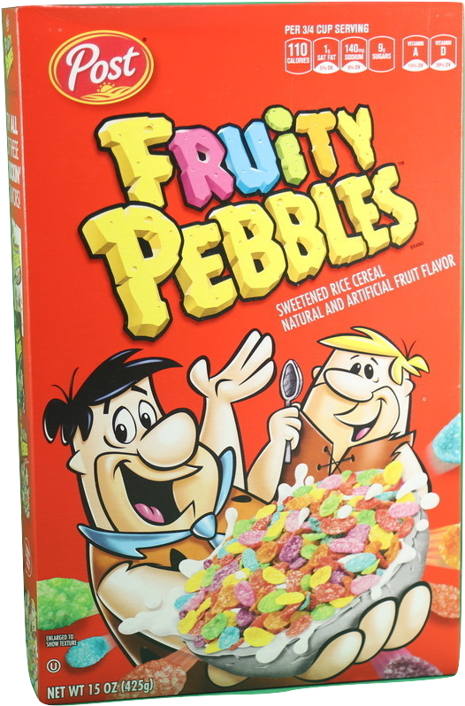 حبوب إفطار Fruity Pebbles من Post بالقمح 425 غم - Fruity Pebbles (577x867), Png Download