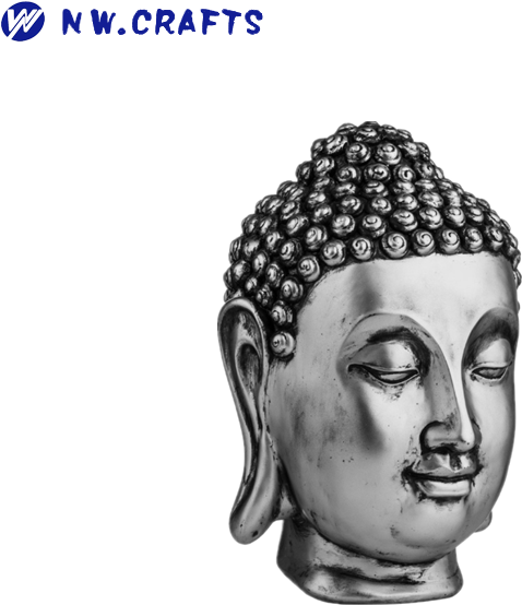 Resin Silver Buddha Head Sculpture Suitable As Gifts - Escultura Buda Png (700x700), Png Download