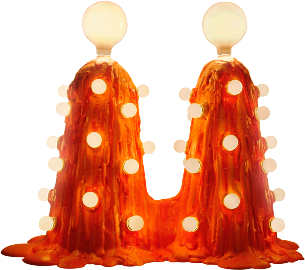 A Two Pronged Red Floor Lamp With Lots Of Bulbs All - Illustration (1600x1191), Png Download