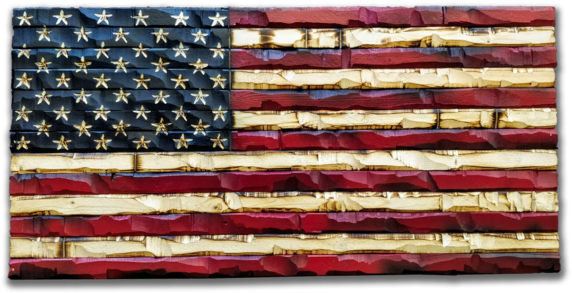 Patriot Edition American Flag - Blue Line American Flag Wood (1000x722), Png Download