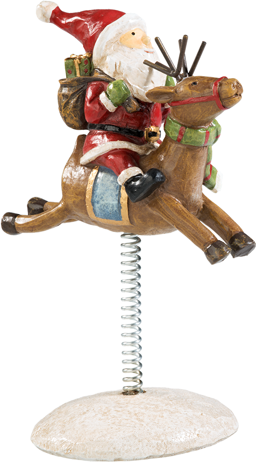 Reindeer On The Spring With Santa - Figurine (1000x1000), Png Download