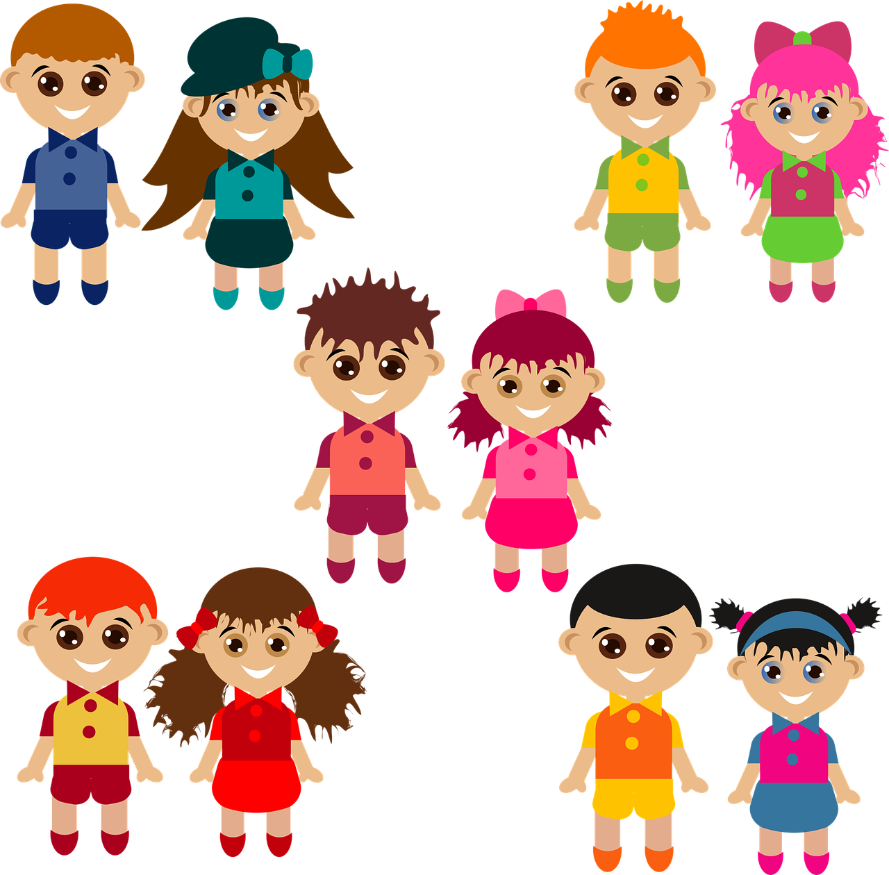 Vector Graphics,free Pictures, Free - Meninos E Meninas Png (1280x1260), Png Download