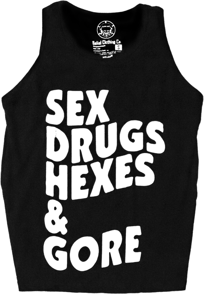 Sex Drugs Hexes & Gore Tank Satanic Occult Belial Clothing - Active Tank (751x1024), Png Download