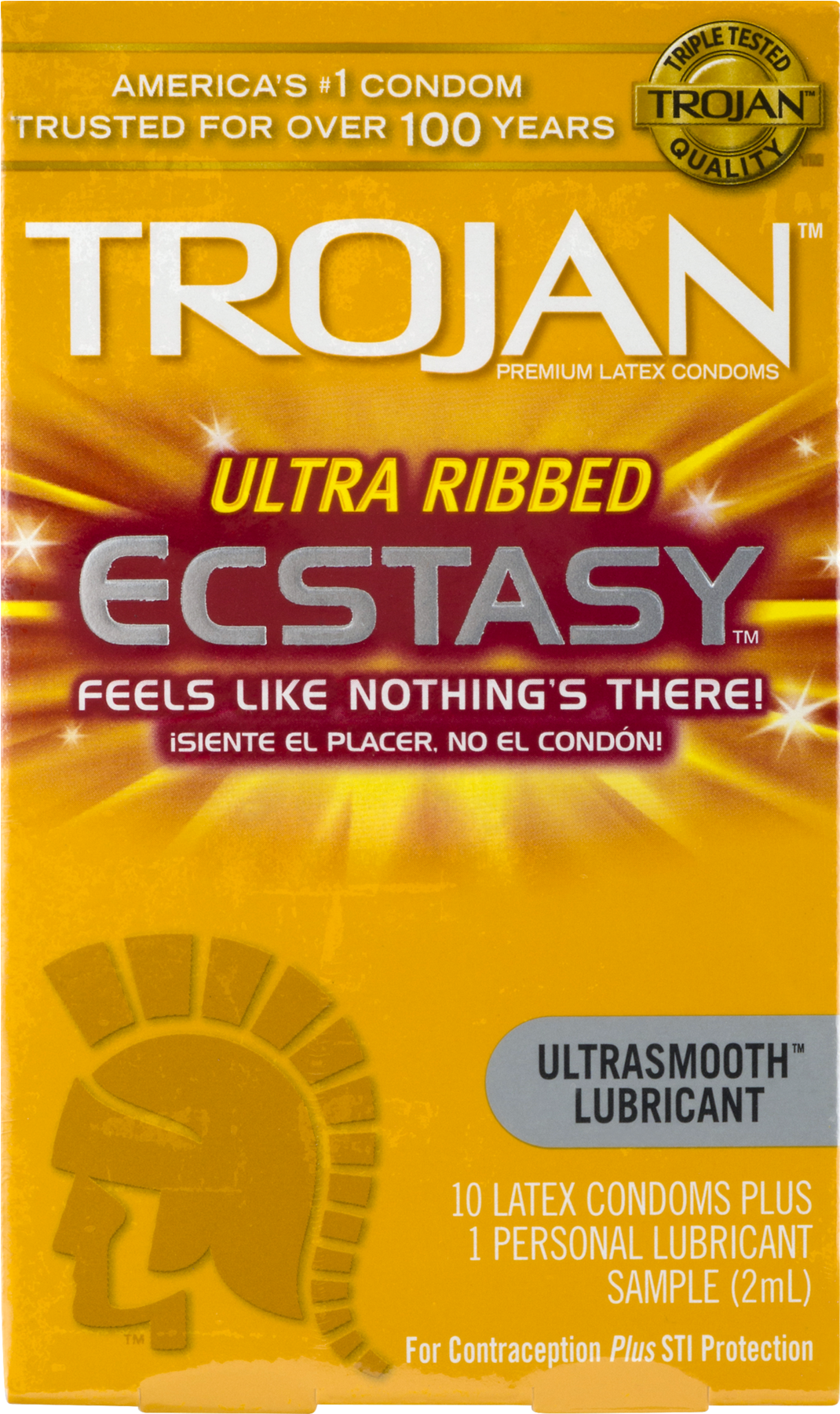 Trojan Ecstacy Ultra Ribbed Lubricated Latex Condoms - Trojan Big Condom Png (1800x1800), Png Download