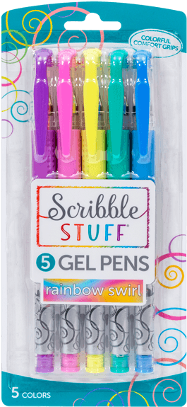 Home / Products / Gel Pens / 5ct Rainbow Swirl Gel - Rainbow Swirl Ink Pens (600x600), Png Download
