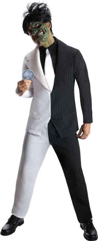 Adult Harvey Dent Two-face Costume - Super Villain Fancy Dress (500x793), Png Download