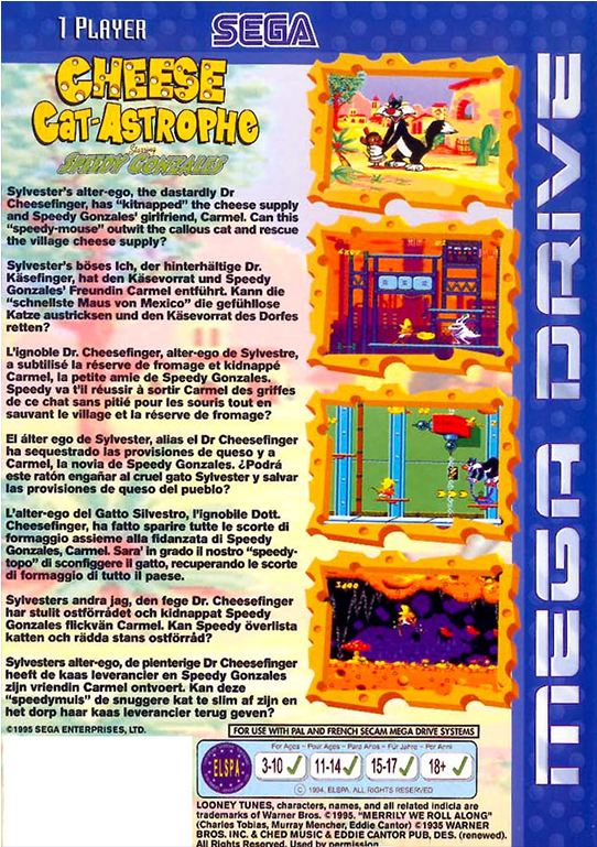 Cheese Cat Astrophe Starring Speedy Gonzales Megadrive (768x768), Png Download