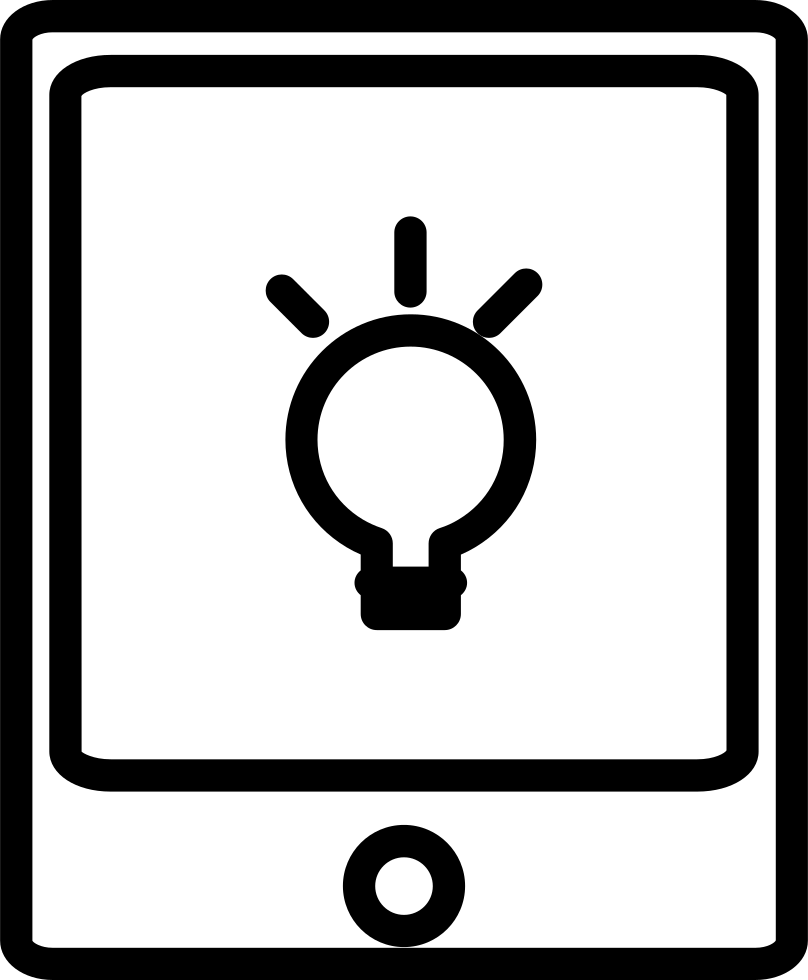 Tablet With Light Bulb Outline Comments - Tablet Computer (808x980), Png Download