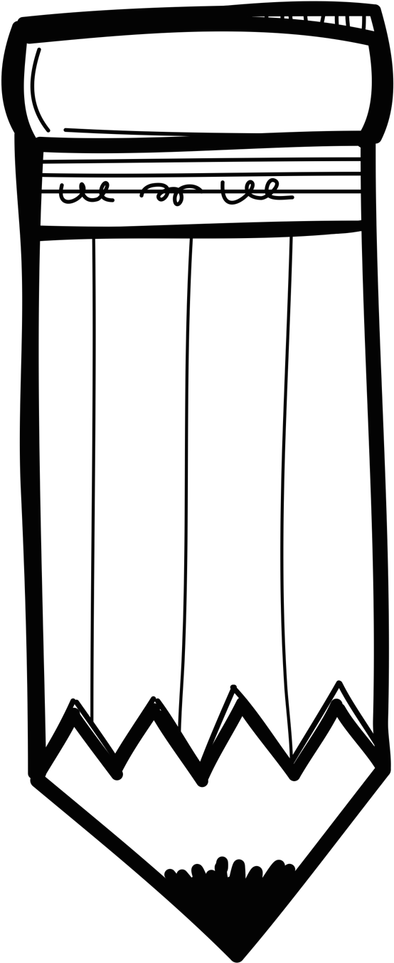 Pencil Clipart, Door Hangers, Pencil Door Hanger, Wood - Melonheadz Clipart Black And White (554x1351), Png Download