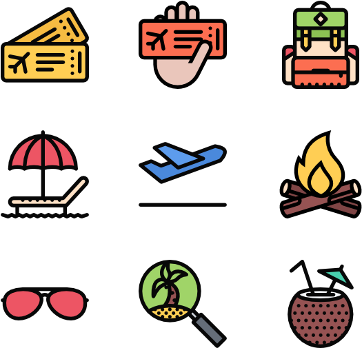 Beach And Camping - Cute Travel Icons Transparent Background (600x564), Png Download