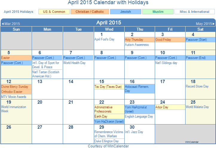 Blank Calendar March - April 2019 Holiday Calendar (728x508), Png Download