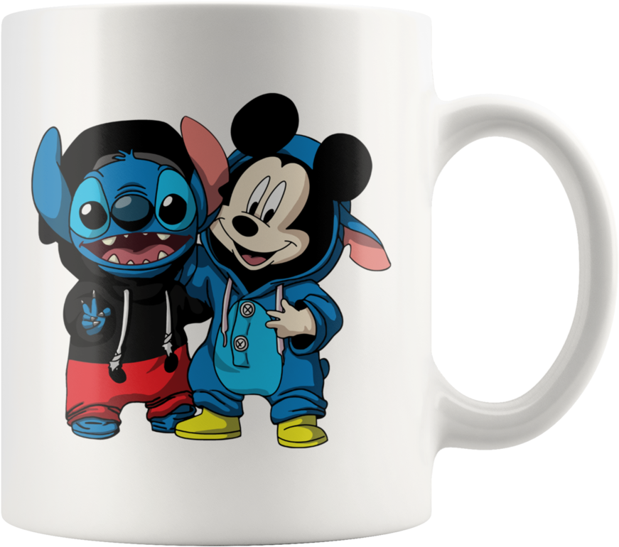 Stitch & Mickey Disney Mug - T Shirt Stitch Mickey (900x900), Png Download