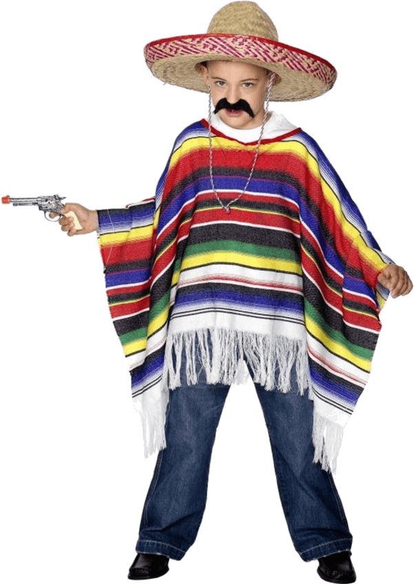 Child Poncho - Mexican Costume For Boy (600x951), Png Download