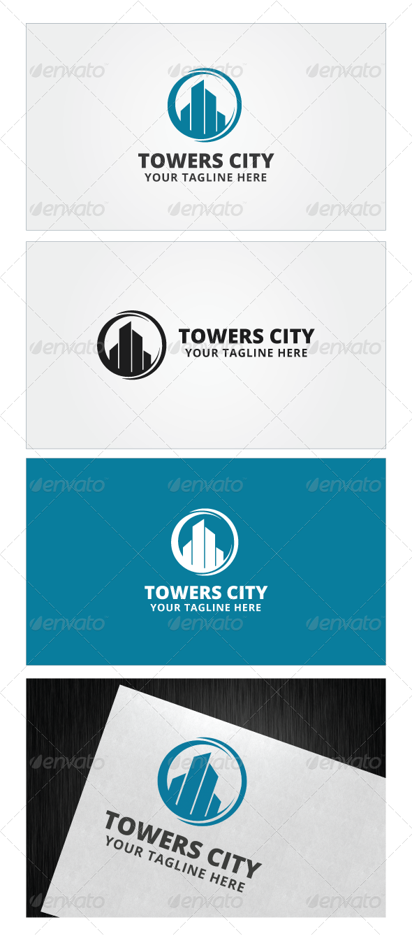 Towers City Logo Templatere Sizable Vector Eps And - Paint Logo Template (590x1339), Png Download