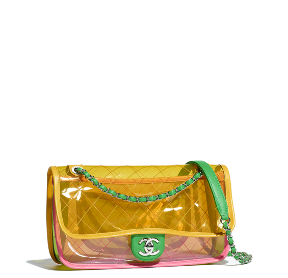 Chanel Pink/yellow Pvc Coco Splash Medium Flap Bag - Chanel Flap Bag Transparent (564x720), Png Download