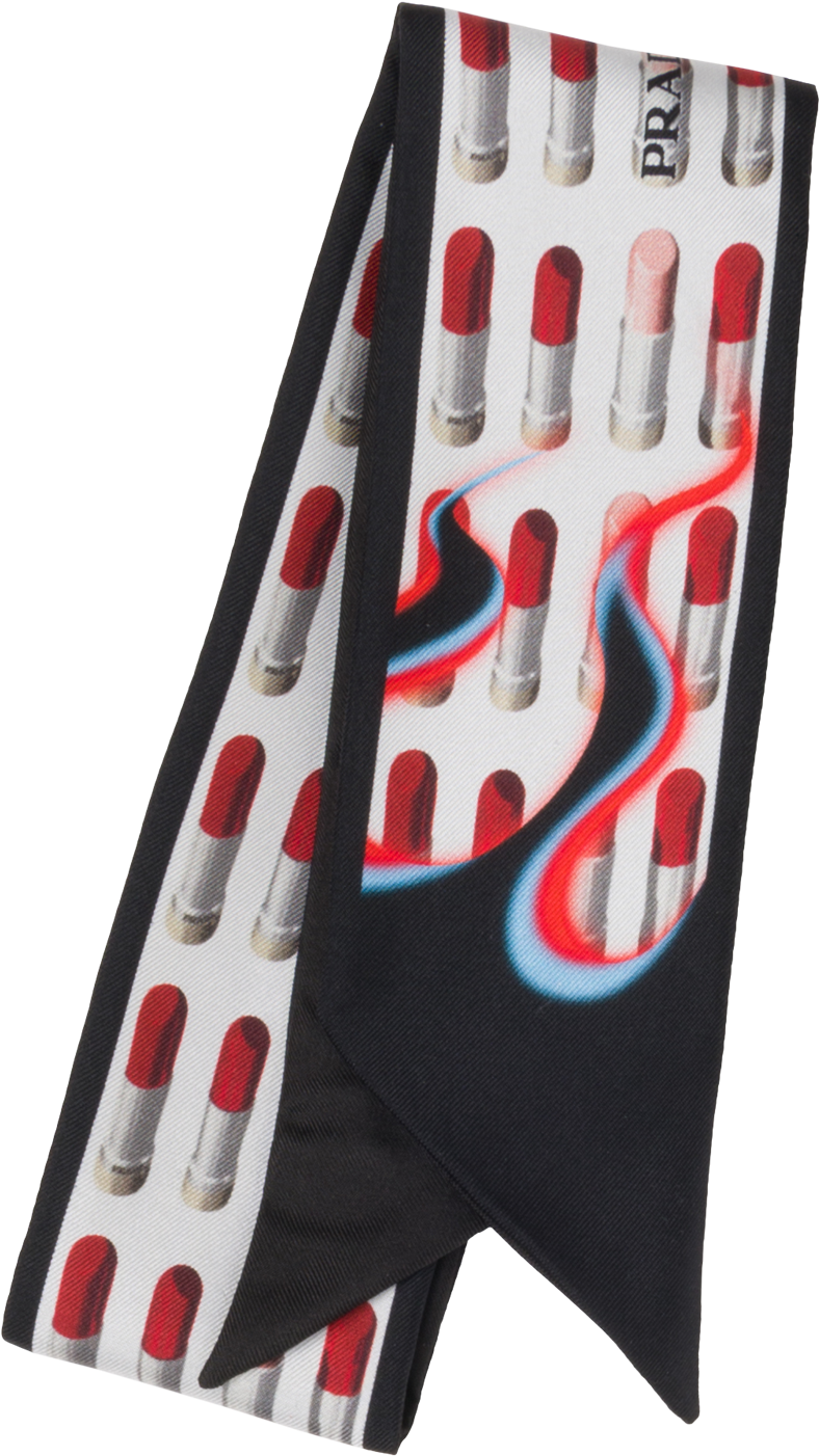 Double Match Lipstick Printed Silk Skinny Scarf - Scarf (2400x2400), Png Download