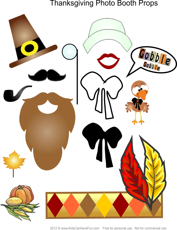 Enjoy A Variety Of Thanksgiving Activities For Kids - Thanksgiving Photo Booth Props Printables (575x746), Png Download