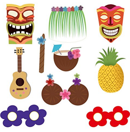 Hawaiian Photobooth Props-10 Pcs - Hawaiian Theme Props (700x879), Png Download