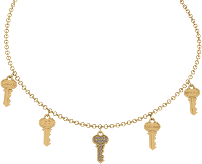 Colar Chaves Dourada Ccba - Necklace (1000x563), Png Download