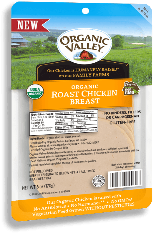 Roast Chicken Breast Roast Chicken Breast - Organic Valley Deli Slices (597x896), Png Download