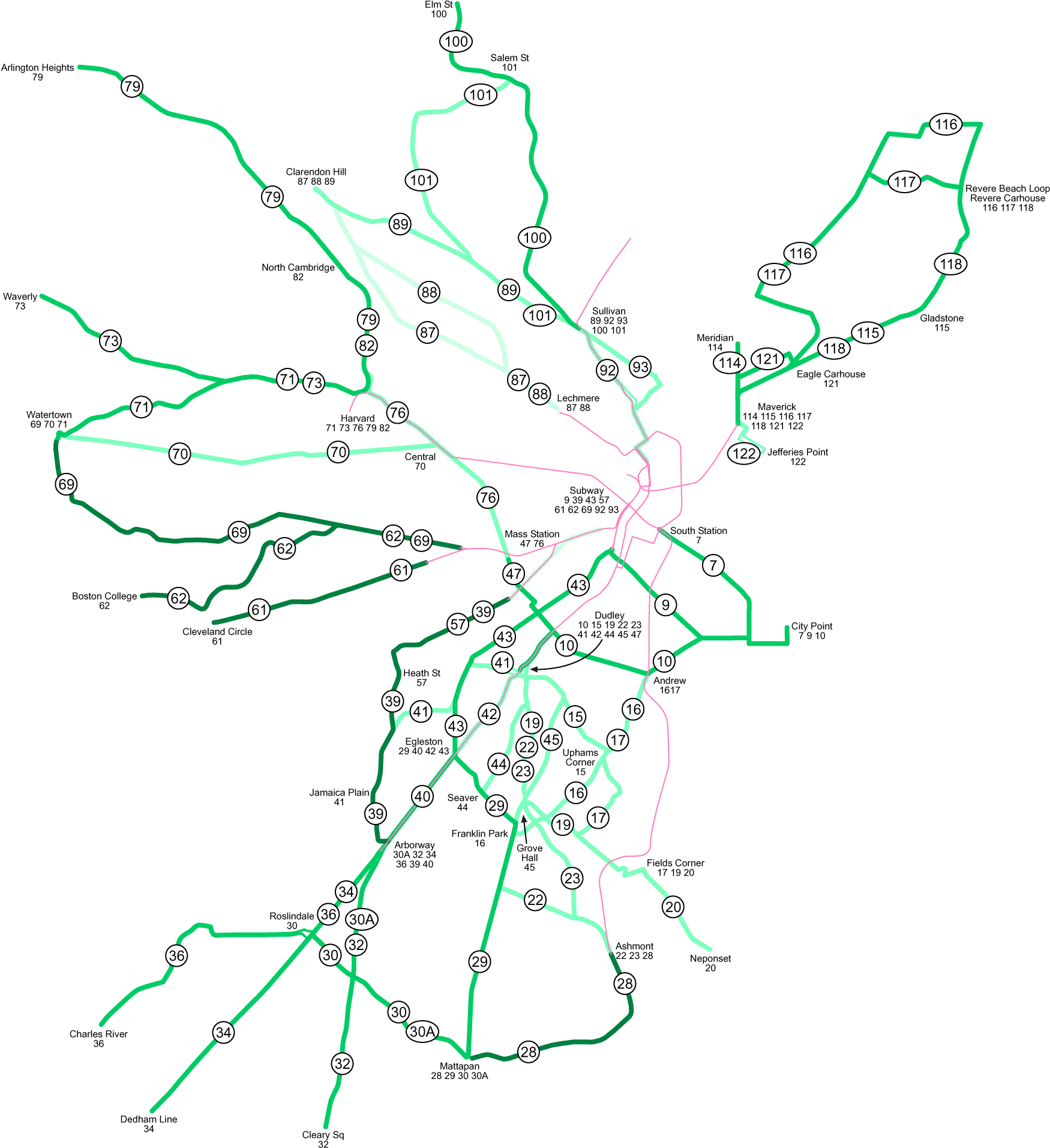 A Map Of Boston's Streetcar Lines In - Map (1797x1960), Png Download