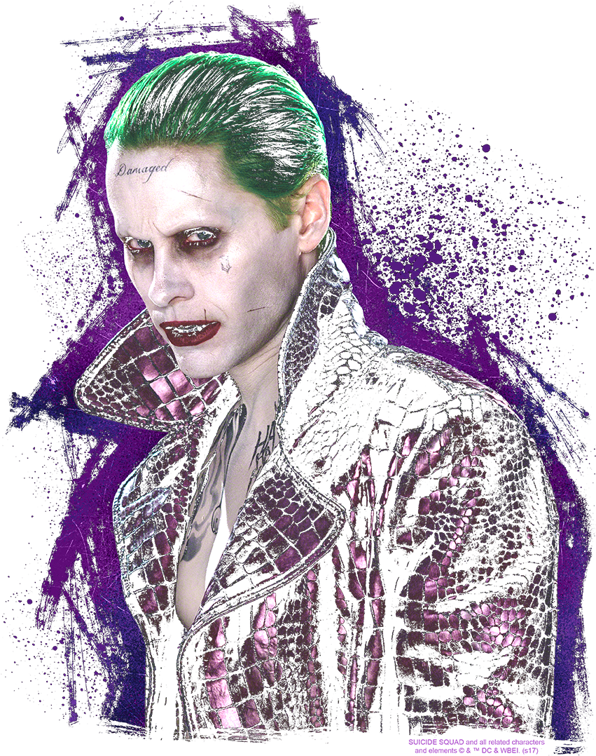 Suicide Squad Joker Stare Women's T-shirt - Illustration (850x1104), Png Download