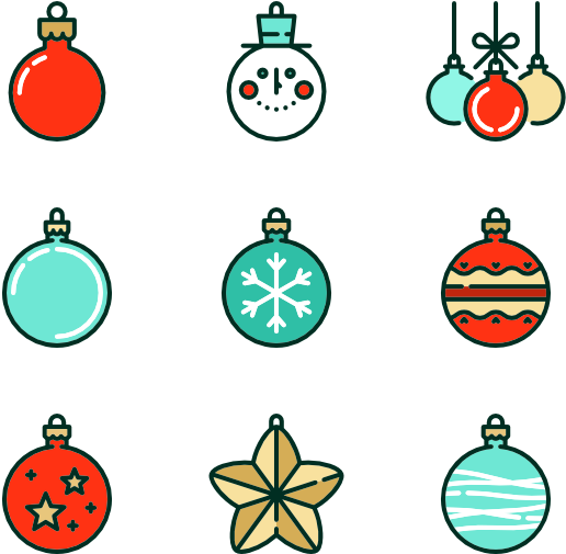 Linear Christmas Baubles 120242 Icon Pack, Christmas (600x564), Png Download