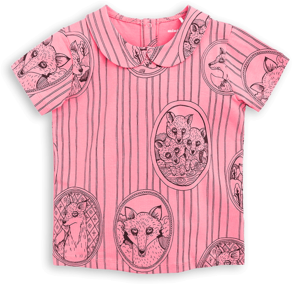 Fox Family Collar T-shirt - Mini Rodini Girls Organic Cotton 'fox Family' Top (615x800), Png Download