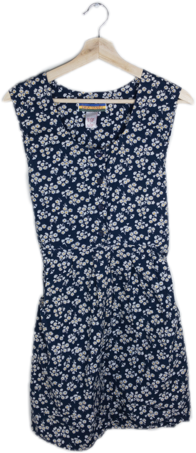 90's Navy Floral Dress - Day Dress (1537x2048), Png Download