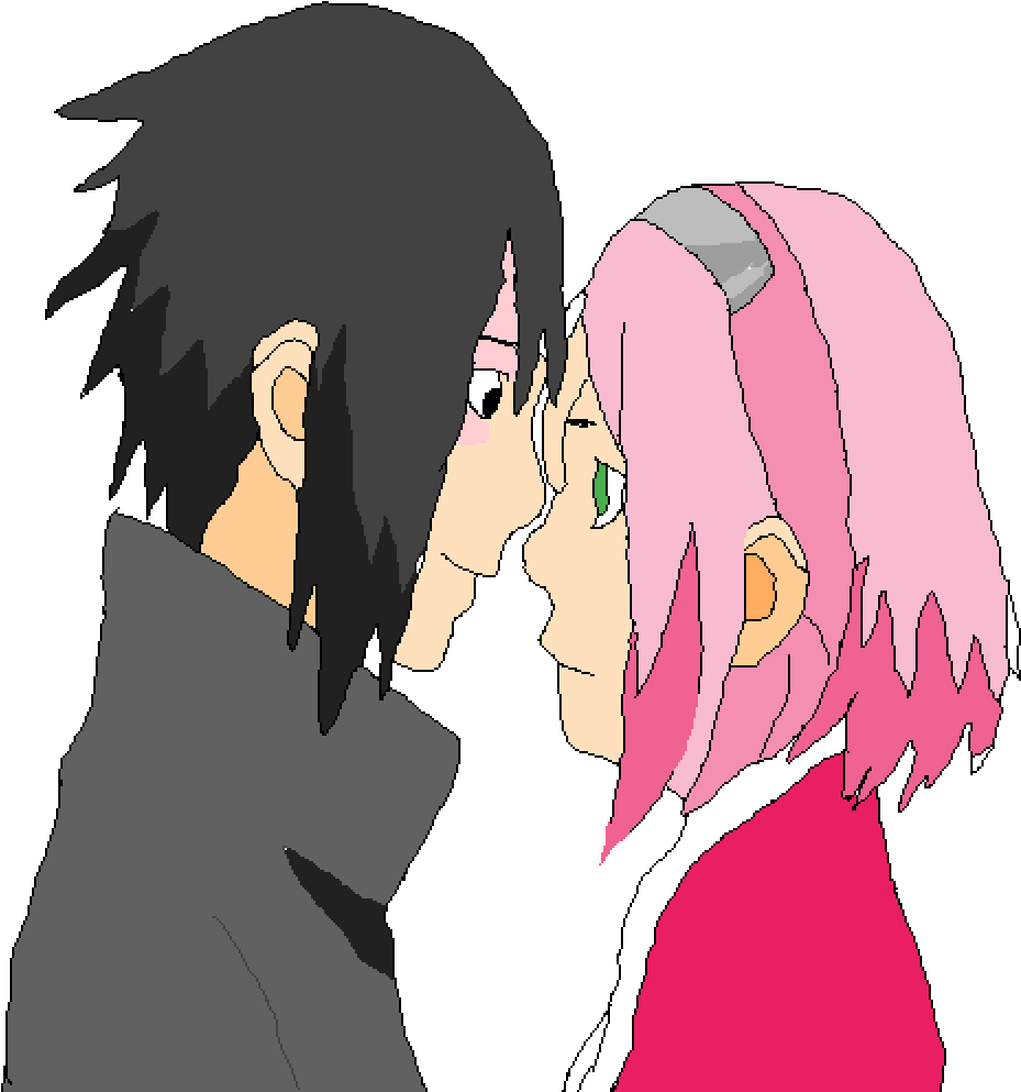 Sasuke Uchiha And Sakura Haruno - Cartoon (1000x1000), Png Download