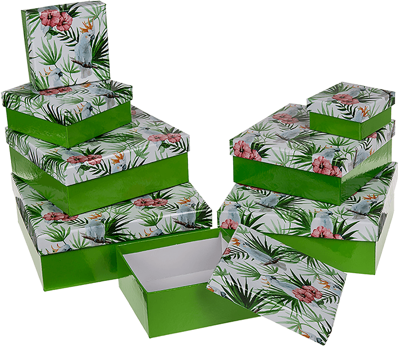 Green Gift Box With Cockatoo - Christmas Tree (945x709), Png Download