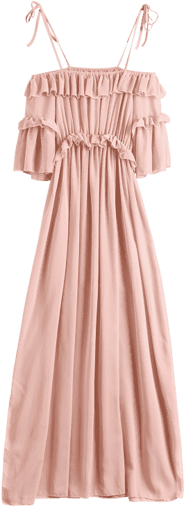 Chiffon Ruffles Beach Dress - Summer Dress With A Transparent Background (558x744), Png Download