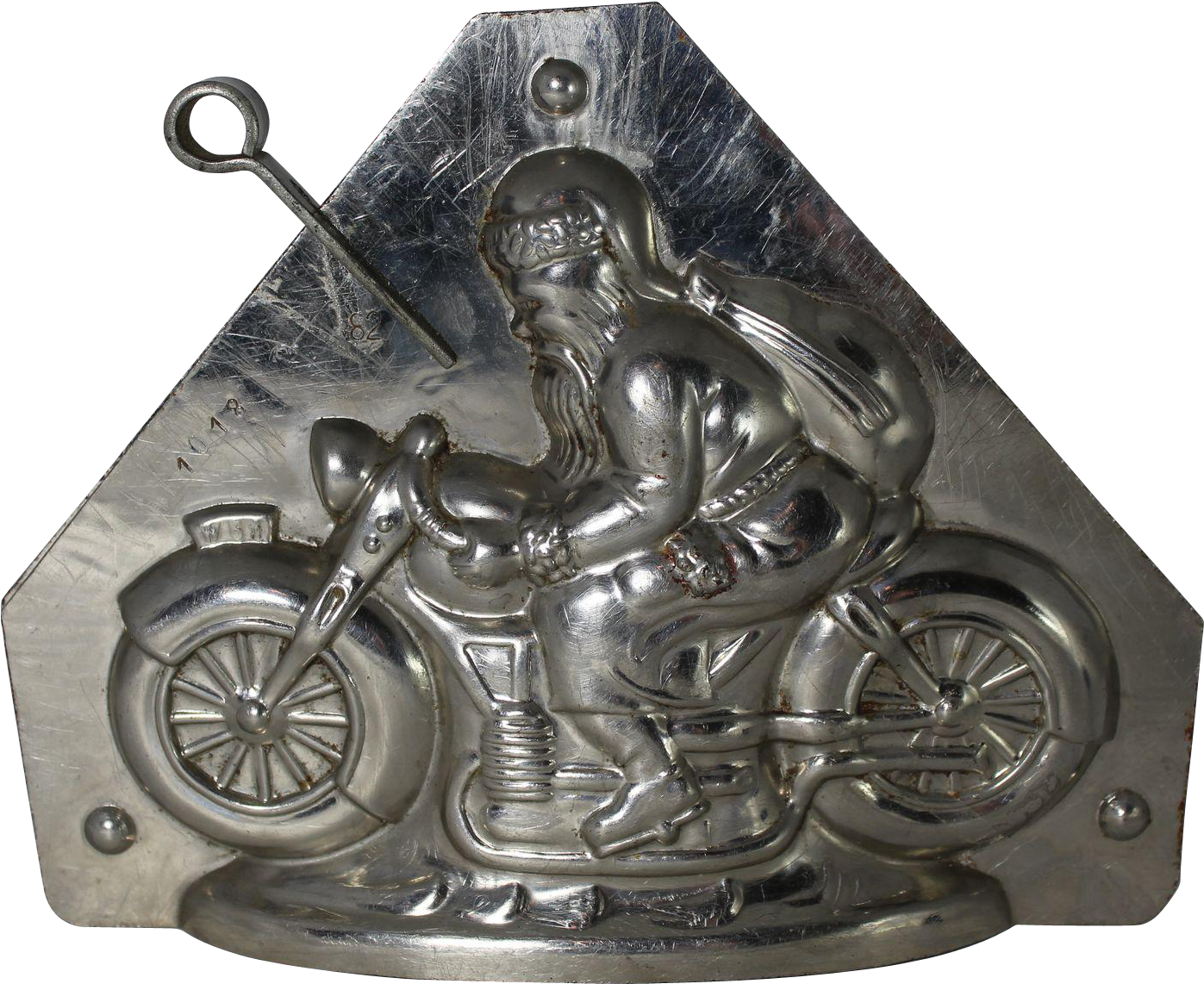 Vintage "hornlein" Santa On Motorcycle Chocolate Mold - Statue (1396x1396), Png Download