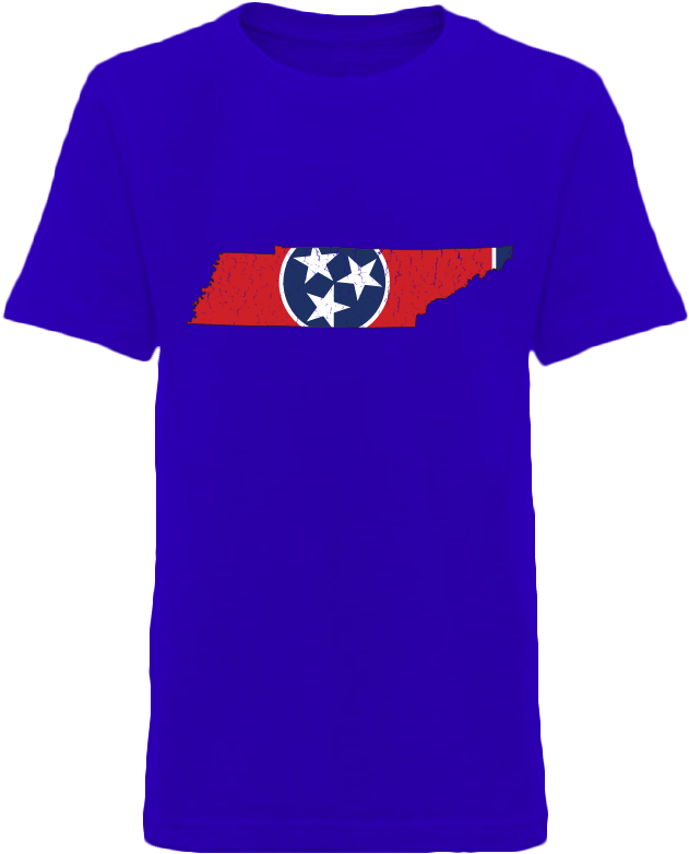 Tennessee Flag State Outline Red Youth Royal Blue Short - Active Shirt (1000x1000), Png Download