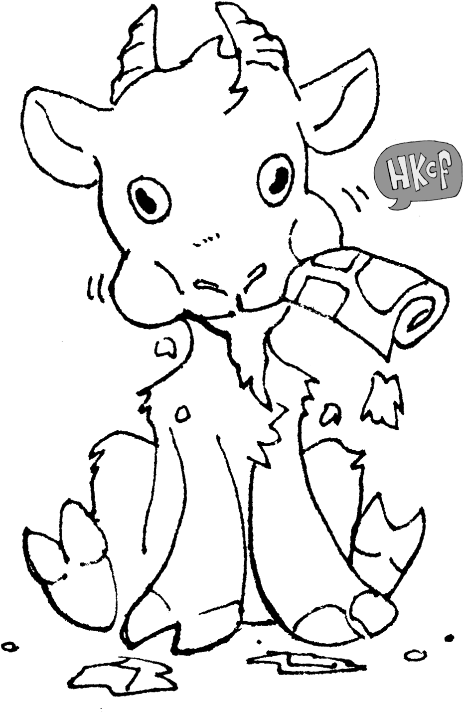 Bw Goat Comic - Cartoon (1000x1475), Png Download
