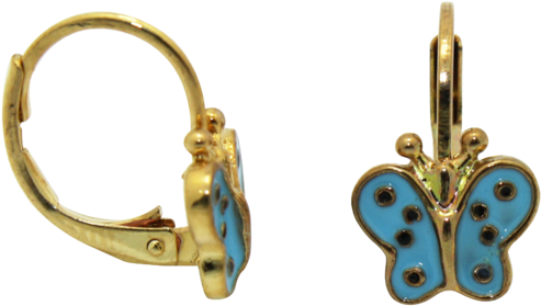Junior Jewels 18k Yellow Gold Overlay Enamel Butterfly - Earrings (600x600), Png Download