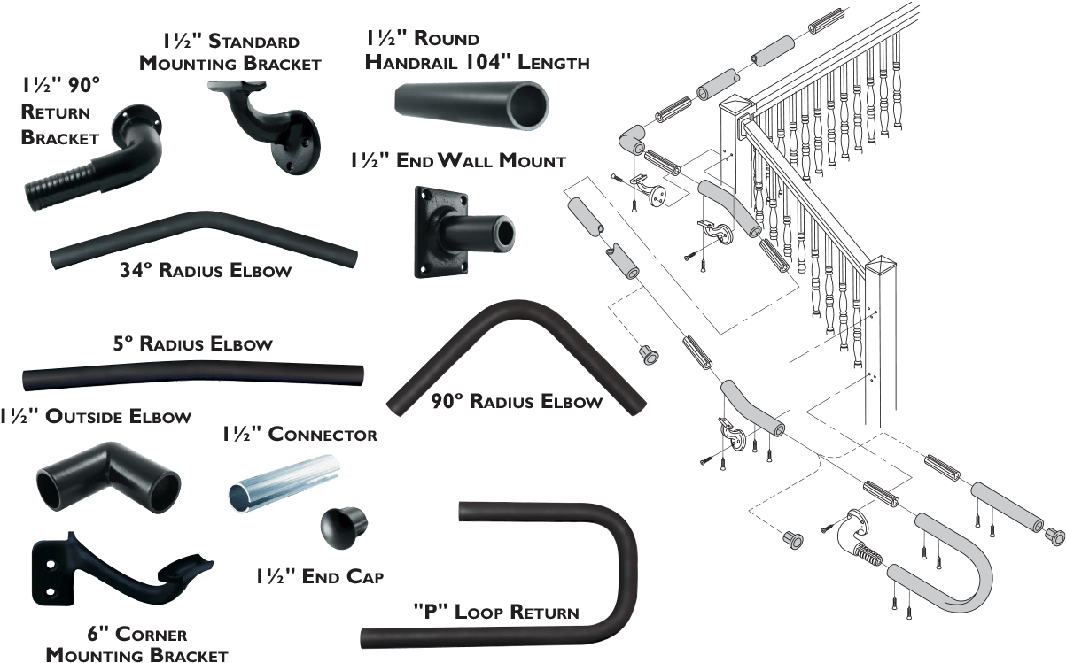 Key-link Aluminum Ada Handrail - Handrail (1300x794), Png Download