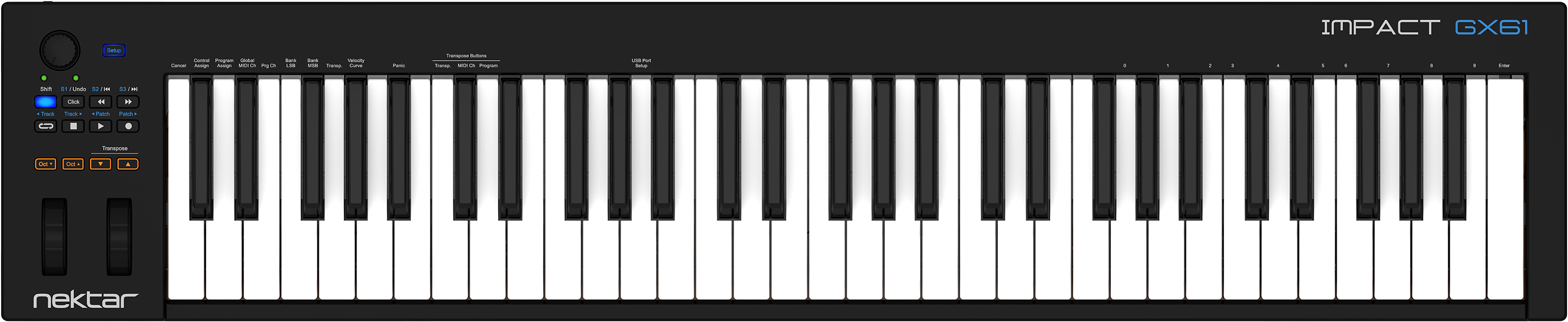 61-key Midi Keyboard - Nektar Impact Gx61 Keyboard Controller (3000x659), Png Download