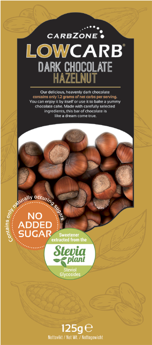 Low Carb® Dark Hazelnut Chocolate 125g - Carbzone (680x680), Png Download