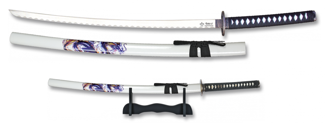 Katana Tole10 Dragon - Katana Dragon Blanc (1140x432), Png Download