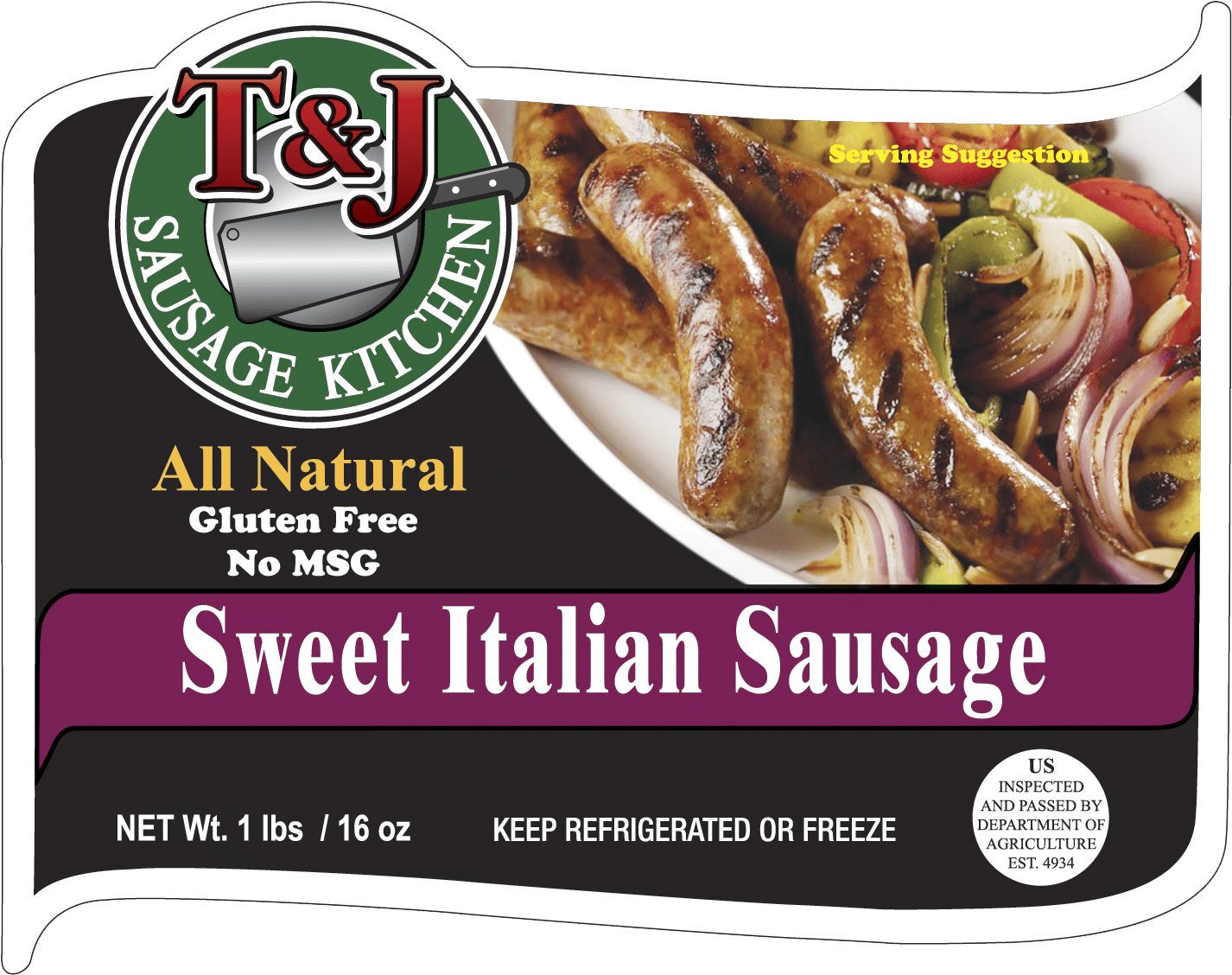 T & J Sweet Italian Sausage - T&j Sausage Kitchen Hot (2100x1500), Png Download