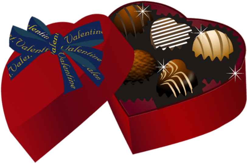 Free Png Download Valentine Red Heart Chocolate Box - Valentine's Day Chocolate Clipart (850x567), Png Download