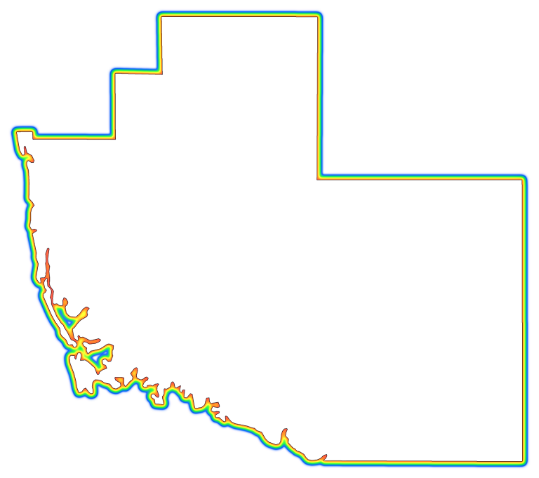 A Rainbow Outline Around A Map Of Collier (768x681), Png Download