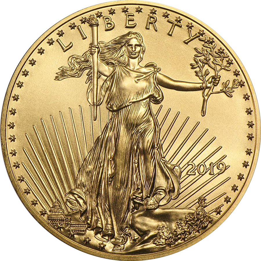 2019 Usa Eagle 1oz Gold Coin - Gold American Eagle 2018 (900x900), Png Download
