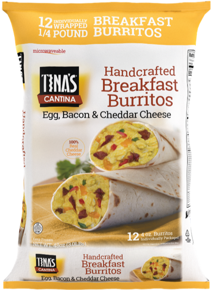 Tina's Cantina Egg, Bacon, & Cheese Breakfast Burritos, - Tina's Cantina Breakfast Burritos (483x595), Png Download