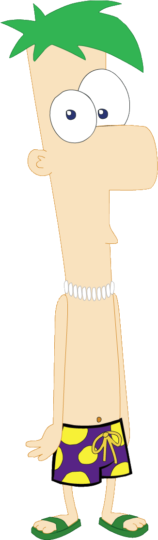 Ferb Swim Trunks - Phienas And Ferb Ferb Swimtrunks (413x1151), Png Download